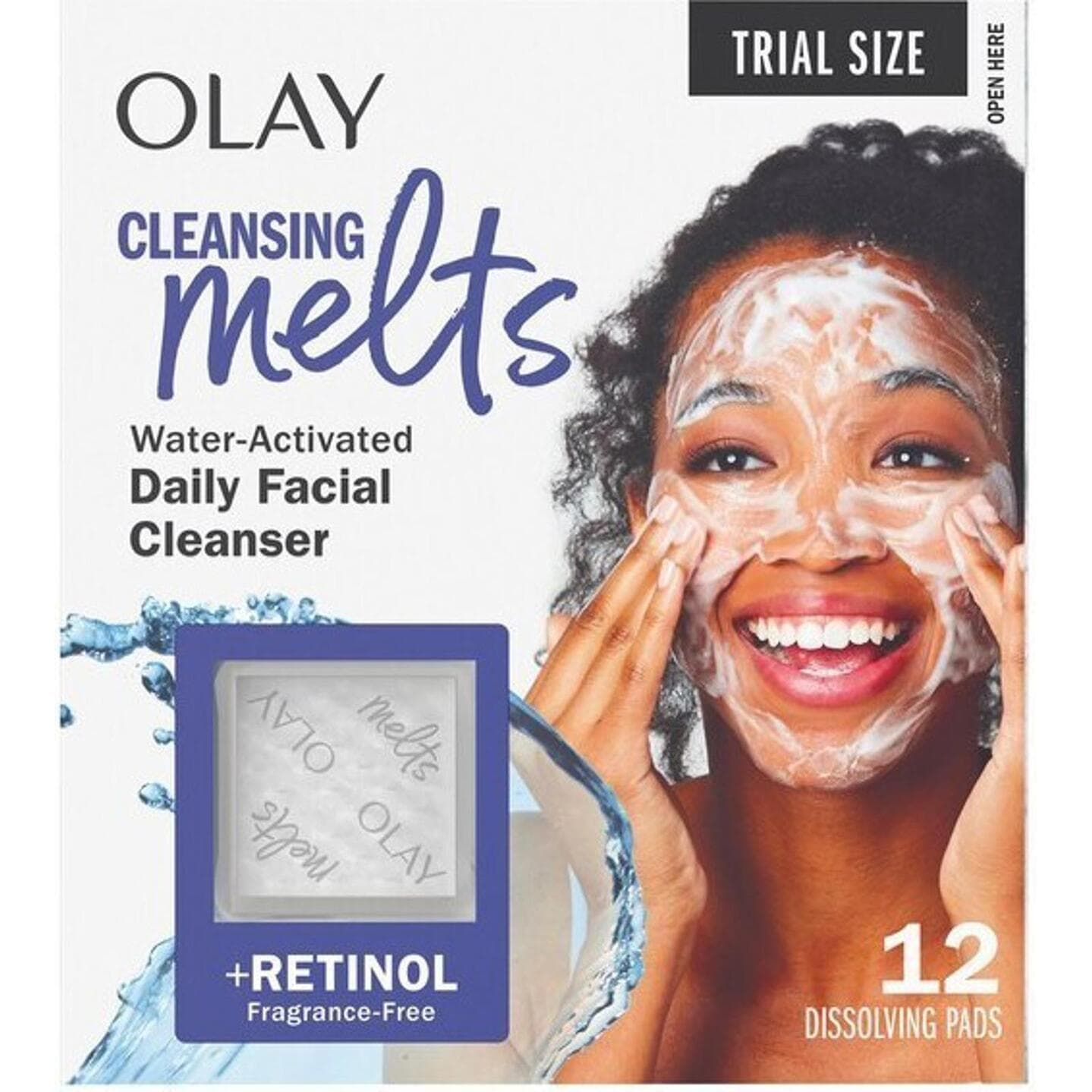 Open Box - Olay Cleansing Melts + Retinol Face Cleanser, 12ct, Water-Activated