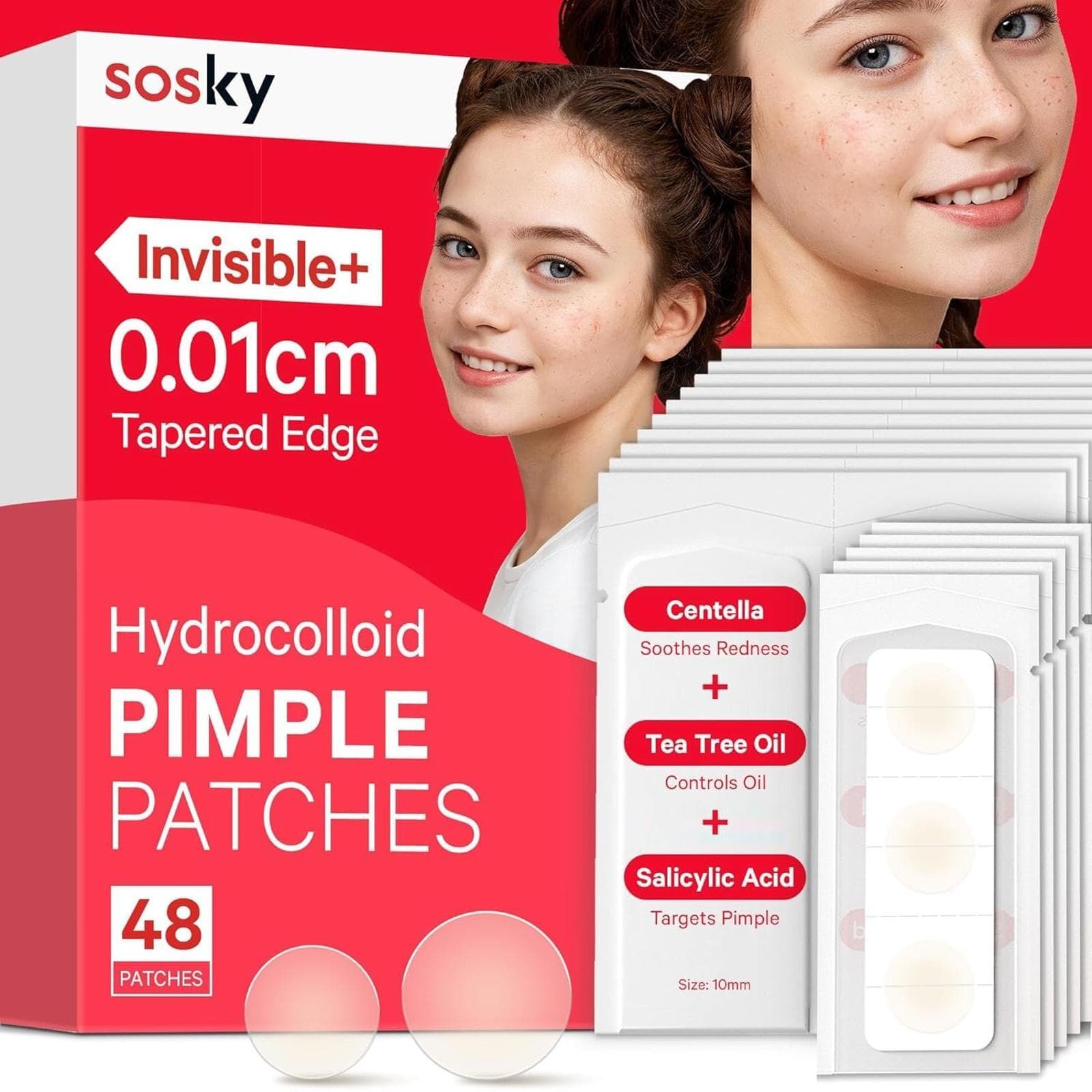 ** Open Box- Sosky Pimple Patches for Face, Invisible Hydrocolloid (42 patches )