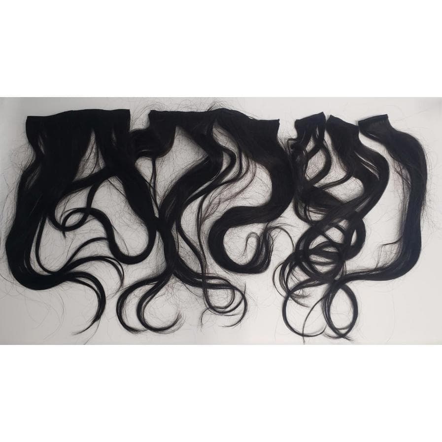 **Open Box-GOO GOO Clip in Hair Extensions Real Human Hair 18in 1B Natural black