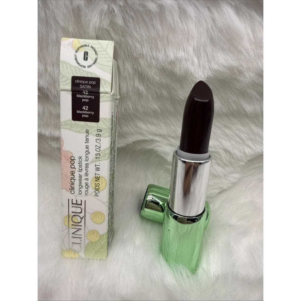 Gently tested- Clinique Pop 42 Blackberry Pop Satin Longwear Lipstick 0.13oz