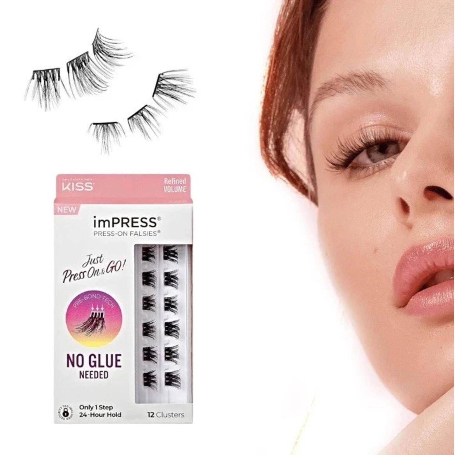 Open Box- KISS imPRESS Falsies Press On Self Adhesive Eyelashes, Lavish Volume