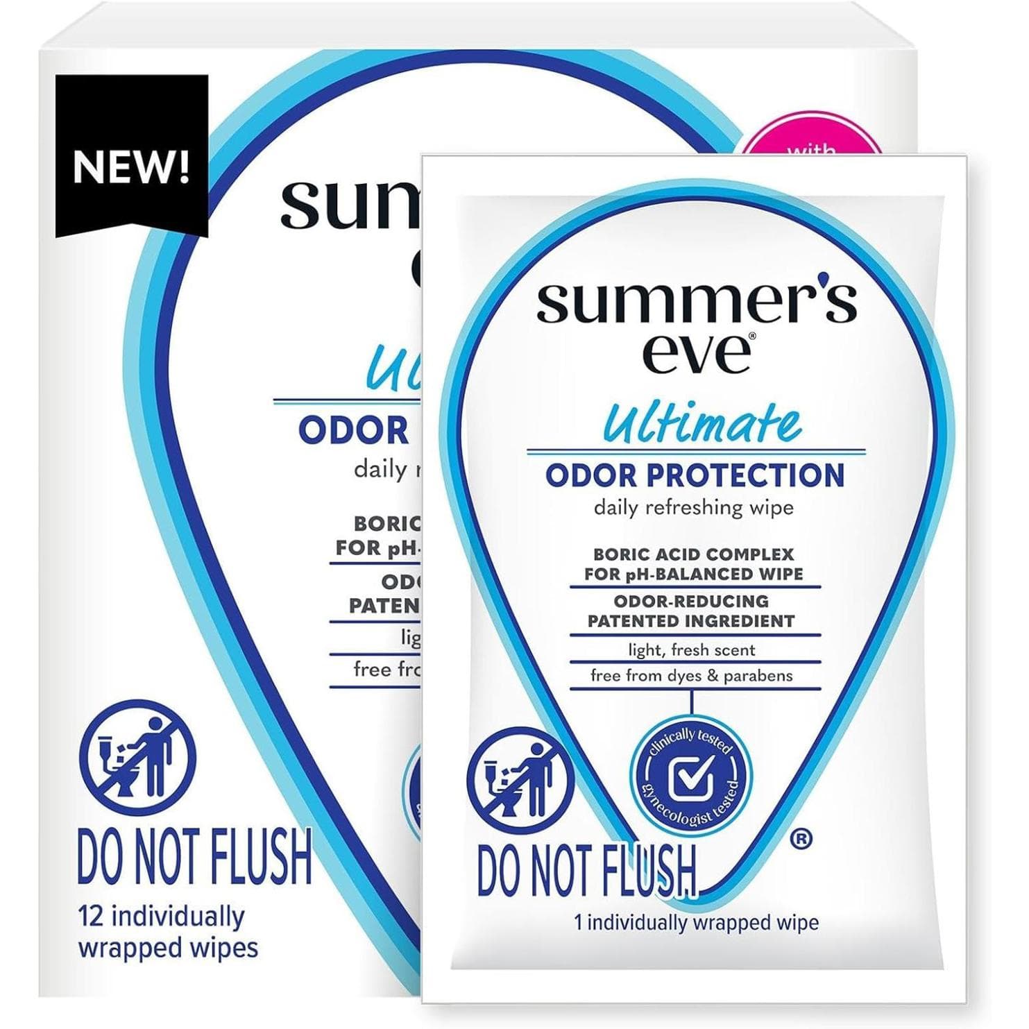 Summer's Eve Ultimate Odor Control Daily Feminine Boric Acid Wipes, 12 CT