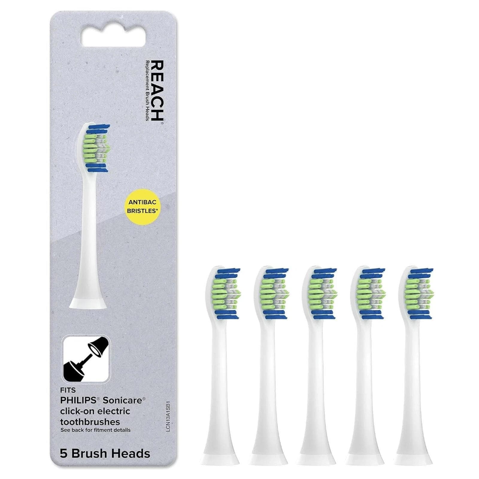 Open Box-REACH SmileSonic Essential Clean Replacement Toothbrush Brush Heads 5CT