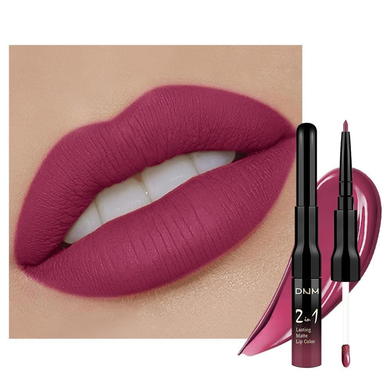 ** 1Pcs 2 in 1 Rose Plum Matte Lip Liner and Liquid Lipstick Stain #28