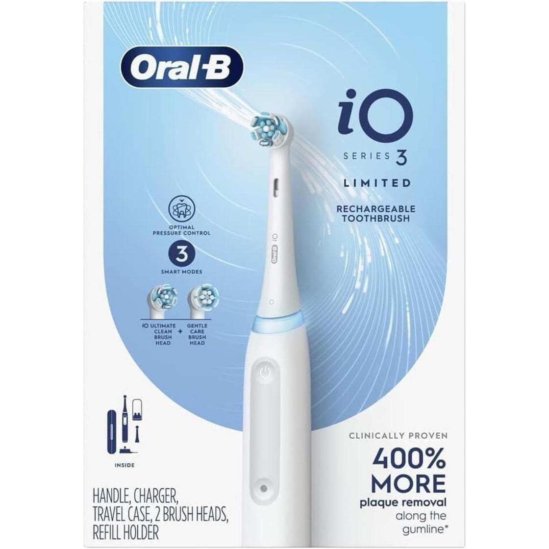Open Box - Oral-B iO Series 3 Electric Toothbrush with 2 Brush Heads, White