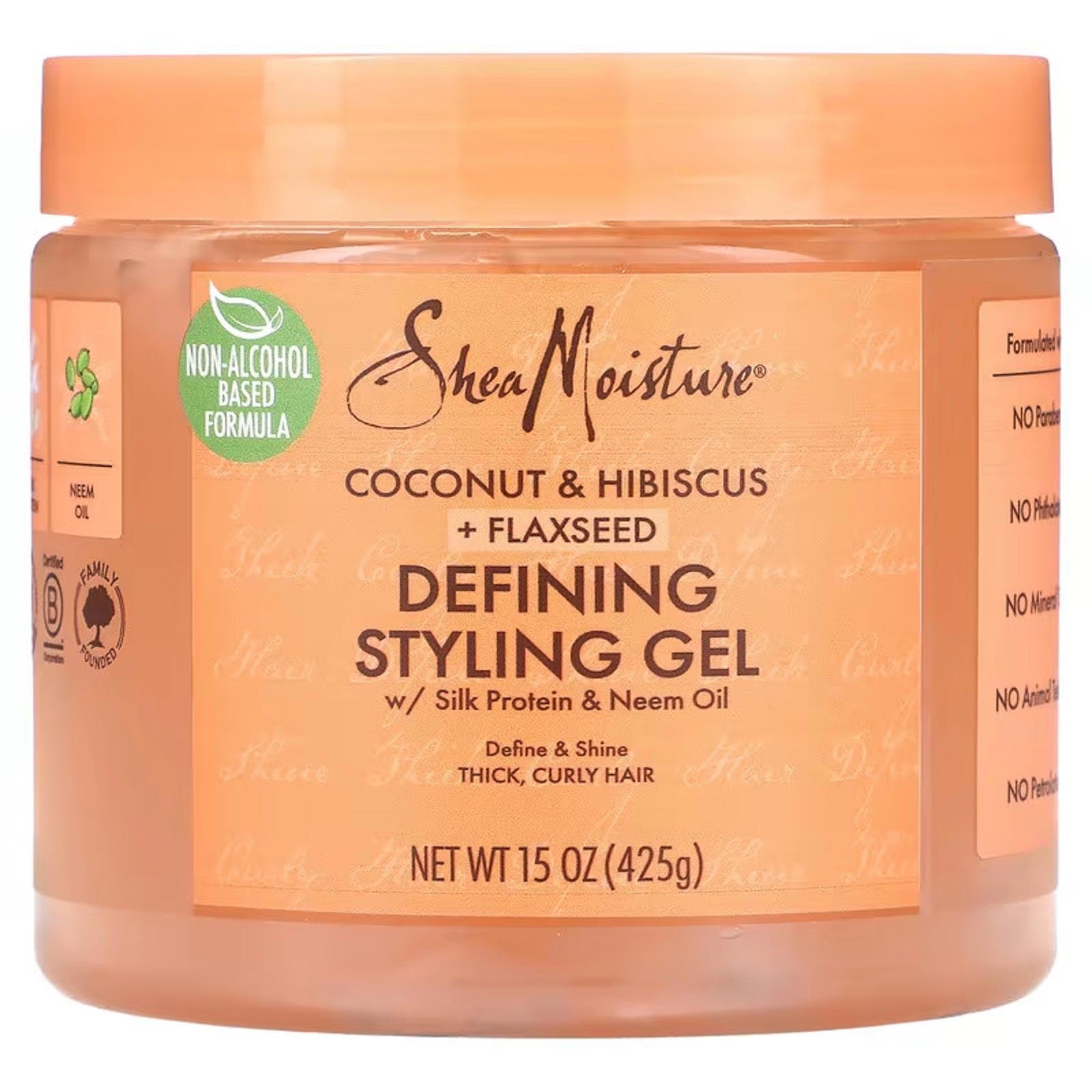 Used-Shea Moisture Coconut & Hibiscus Defining Styling Gel Thick Curly Hair 15oz