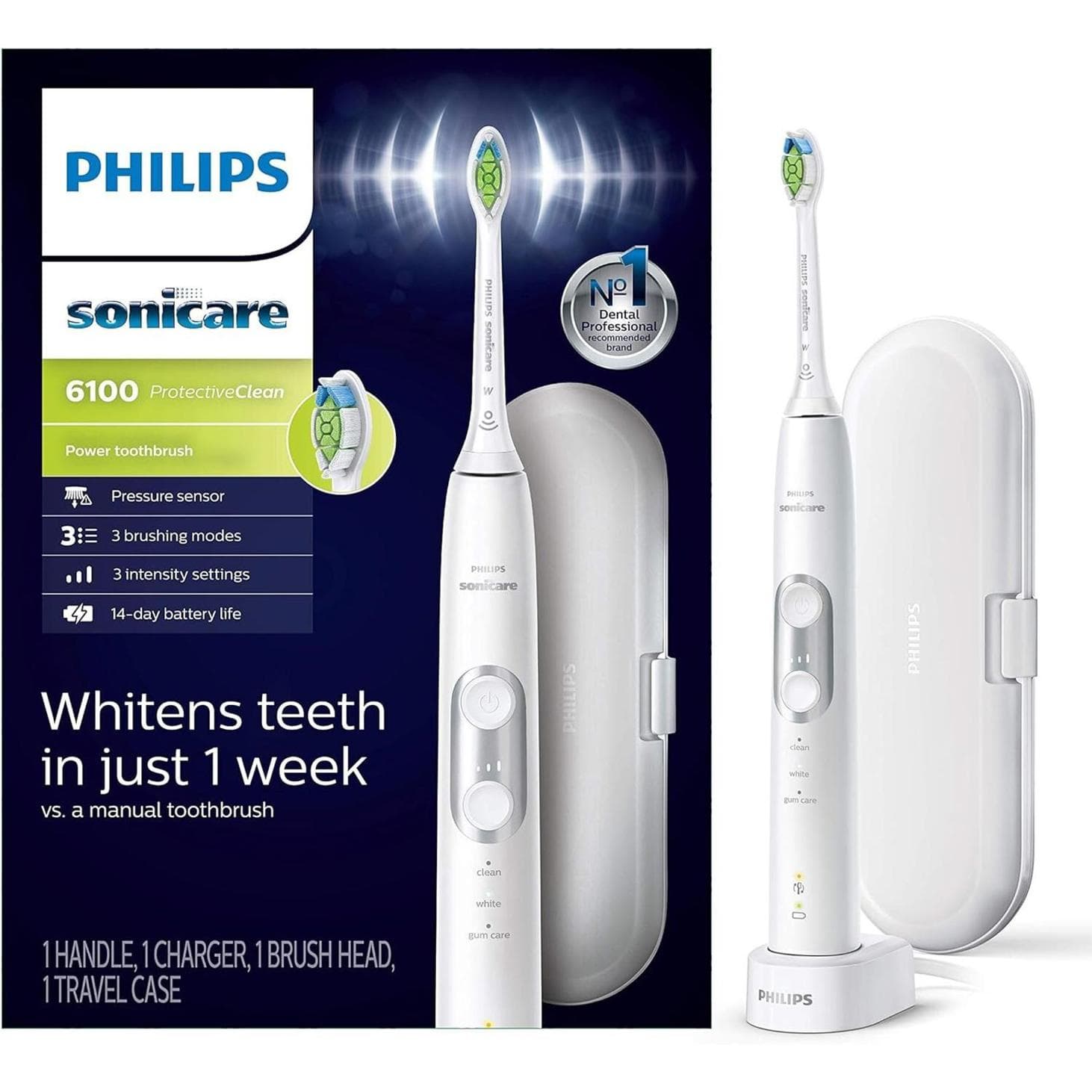 Open Box -Philips Sonicare ProtectiveClean 6100 Rechargeable Electric Toothbrush