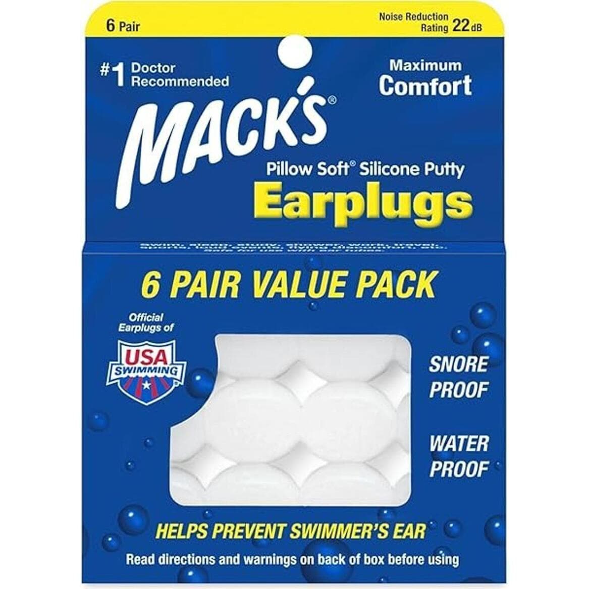 Open Box-Mack's Pillow Soft Silicone Earplugs -6 Pair, Value Pack (one is used)