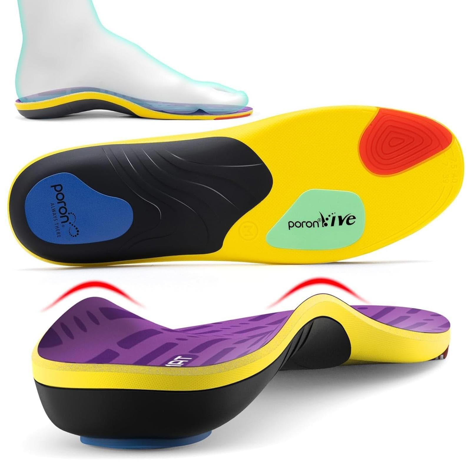 Open Box-Tanstc Rogers Poron S Purple Pain Relief Professional Sport Insoles X02