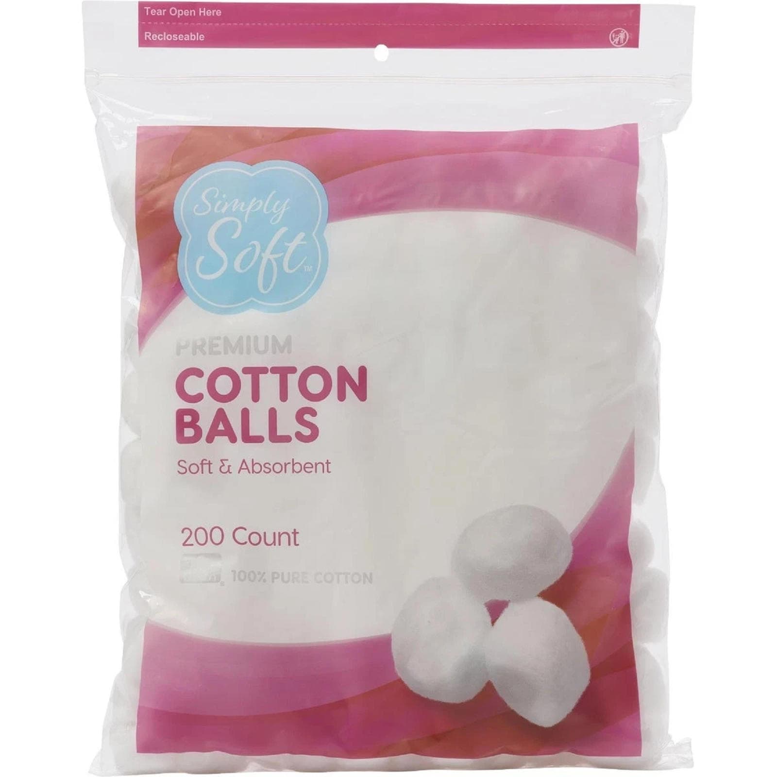 Simply Soft Premium Cotton Balls (200 Count Each), 2 PACK