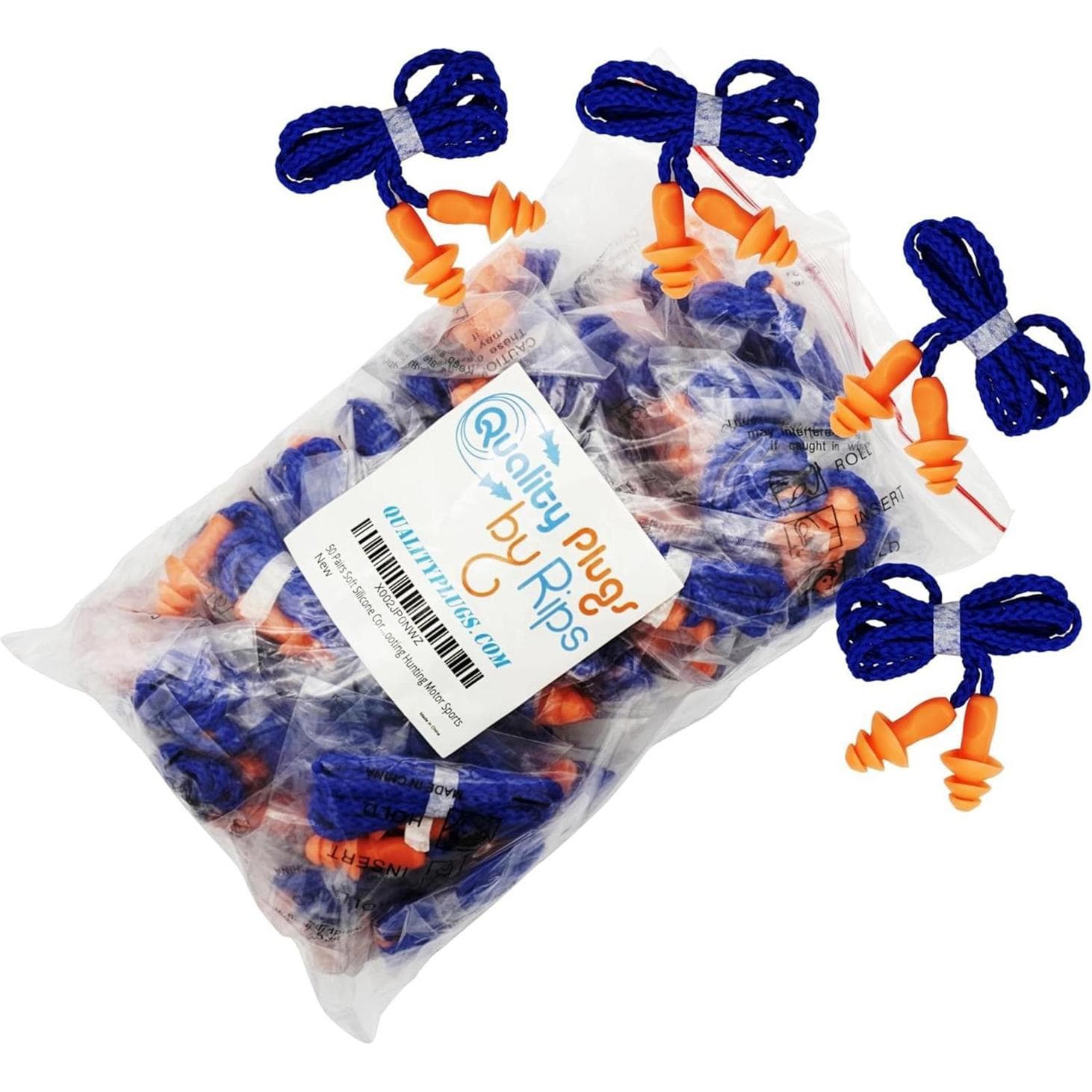 ** 50 Pair Silicone Corded Ear Plugs Reusable - Ear Protection for Men Women