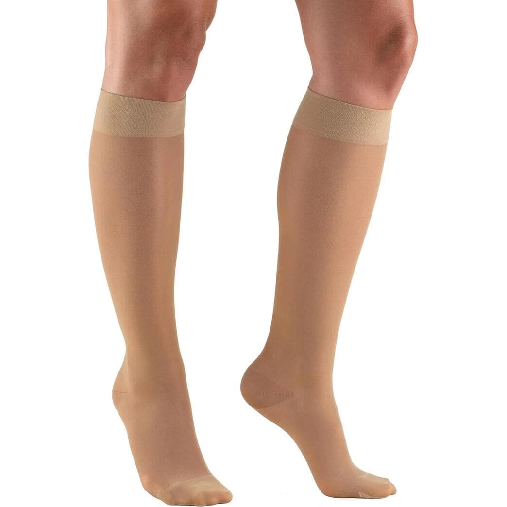 Truform Compression Thigh High Sheer Stockings for Women 15-20 mmHg LARGE, NUDE