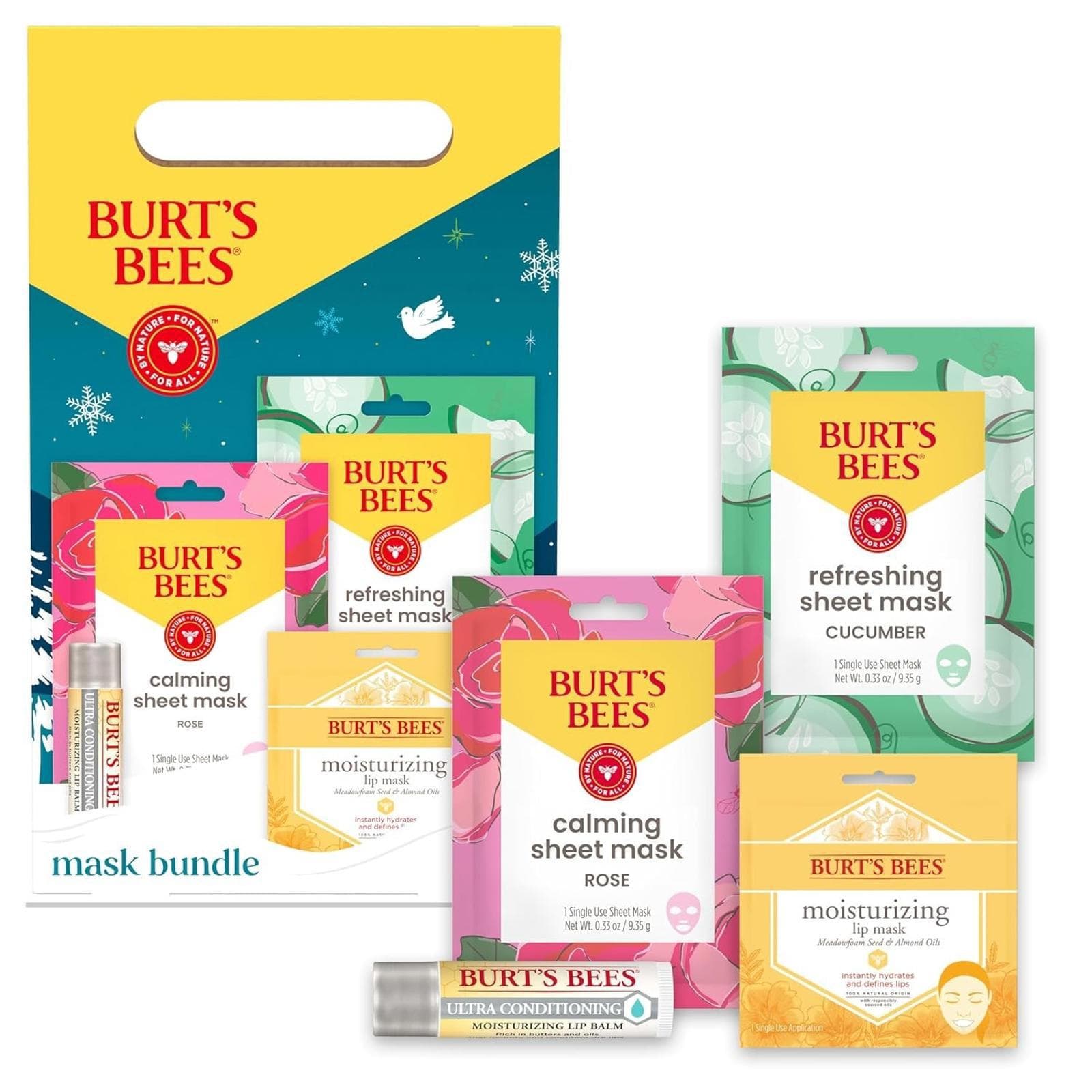 Burts Bees Mask Bundle Gift Set; , Ultra Conditioning Lip Balm and Moisturizing