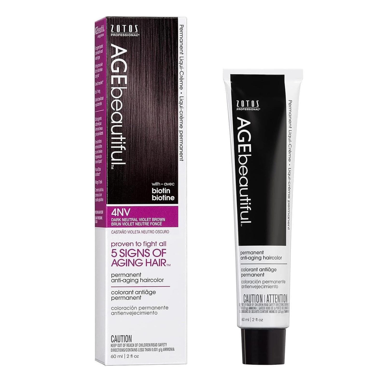 AGE beautiful Permanent HairColor Dye LiquiCream, 4NV Dark Neutral Violet Brown
