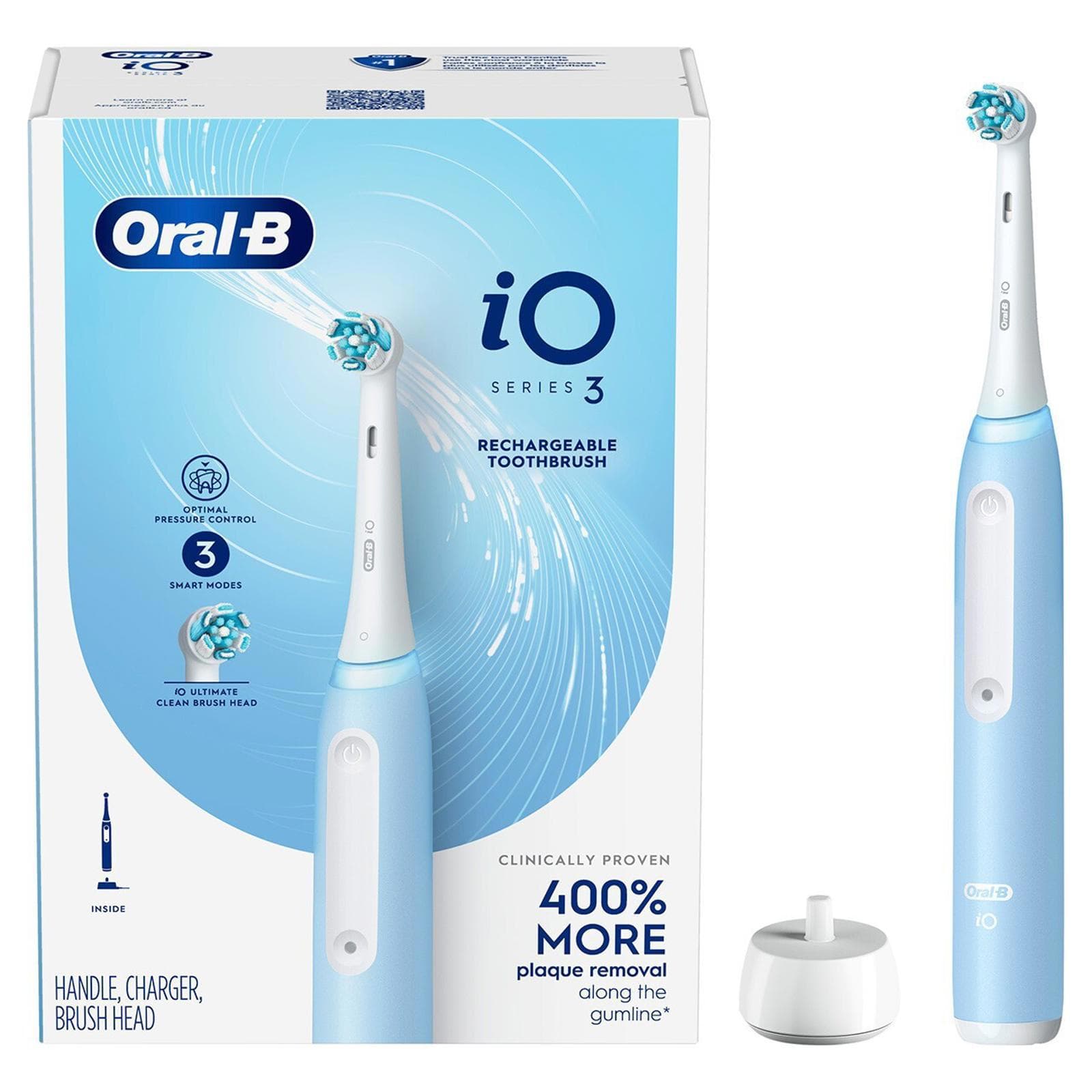 One time used Oral-B iO Series 3 Electric Toothbrush with Brush Head, Light Blue