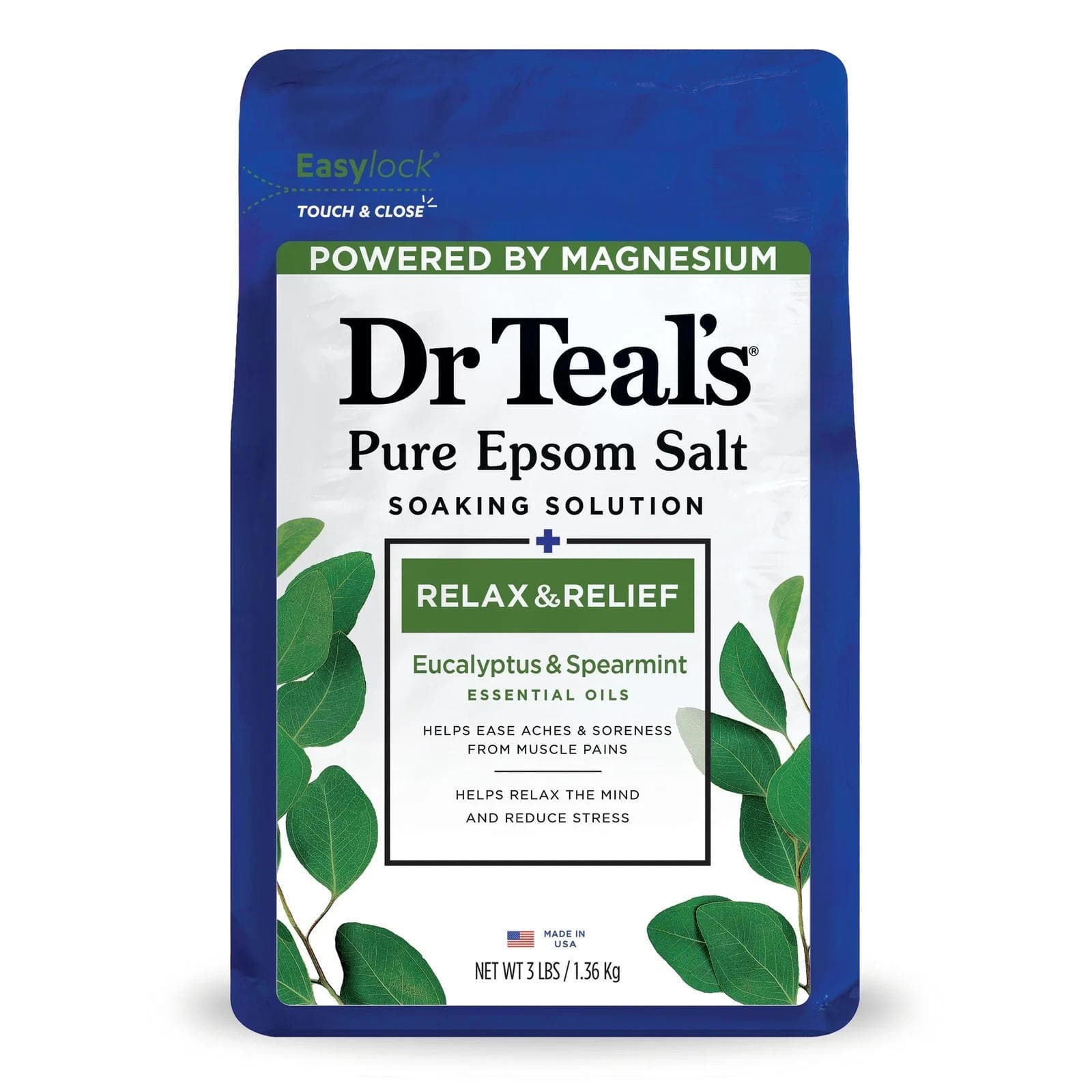 Epsom Salt Magnesium Soak Relax & Relief Eucalyptus & Spearmint, 3lbs (3 PACK) - Image 1
