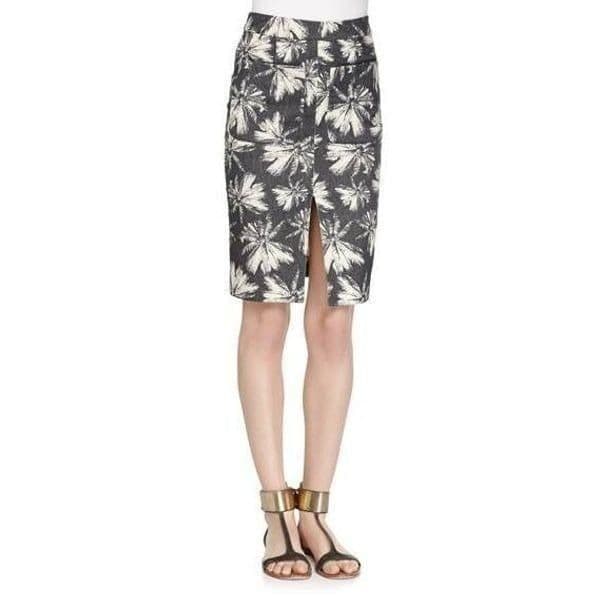 L'AGENCE Palm Tree Print Denim Pencil Skirt