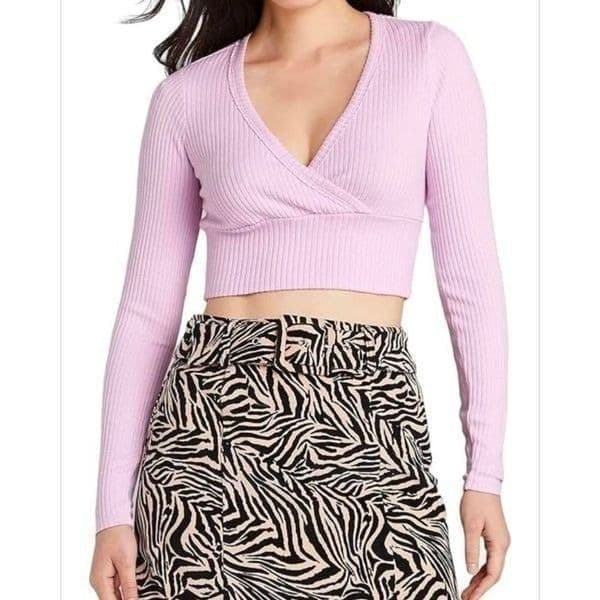 Wild Fable Women's Long Sleeve Cozy Crop Ribbed Top