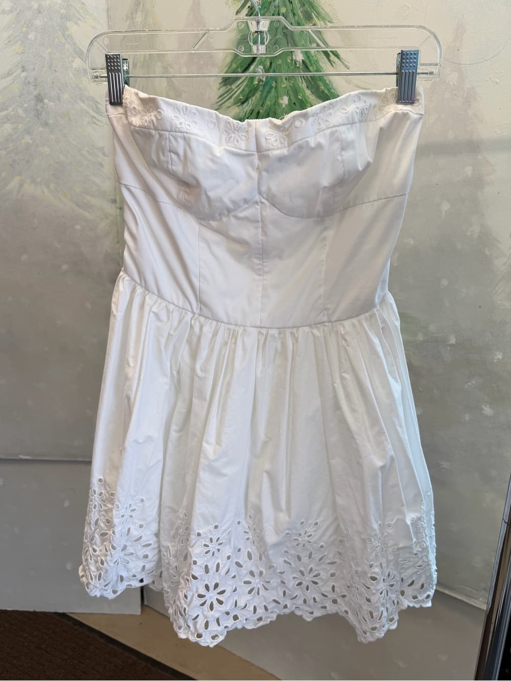 Timeless Strapless White Eyelet Dress