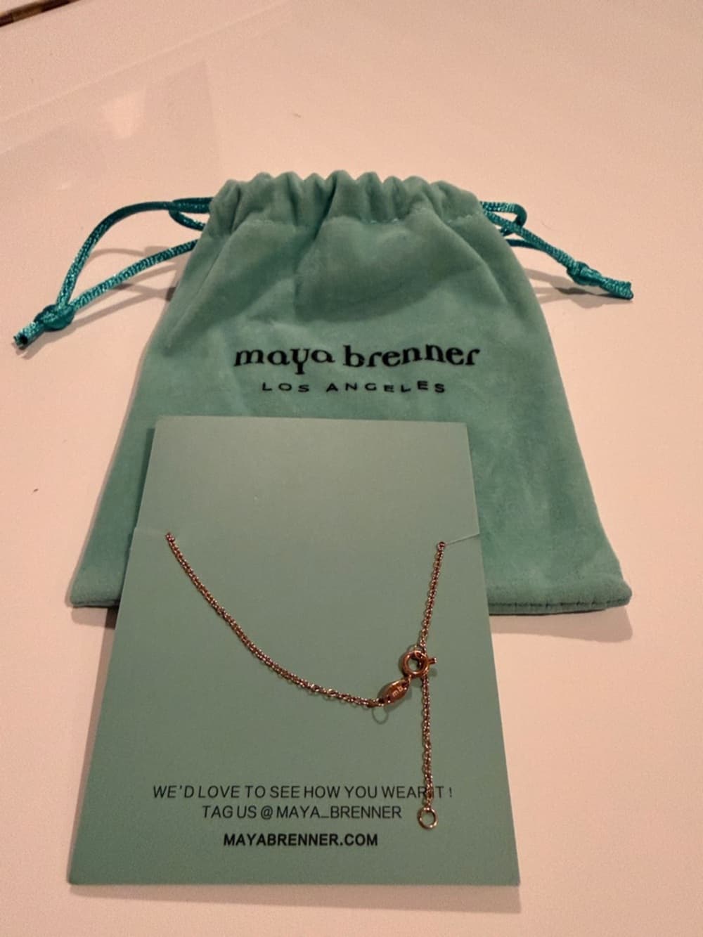 Maya Brenner Rose Gold LOVE Chain Bracelet - Turquoise Bag