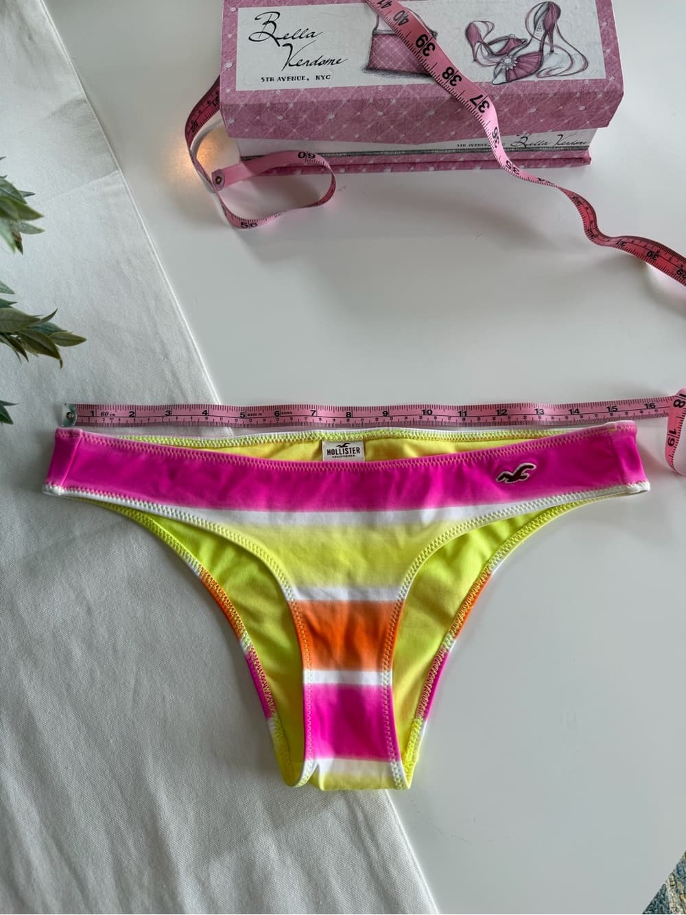 Vintage Neon Stripe Low-Rise Bikini Bottoms
