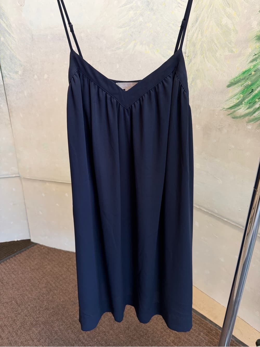 Gorgeous Navy Blue Slip Dress with Adjustable Straps + Pockets