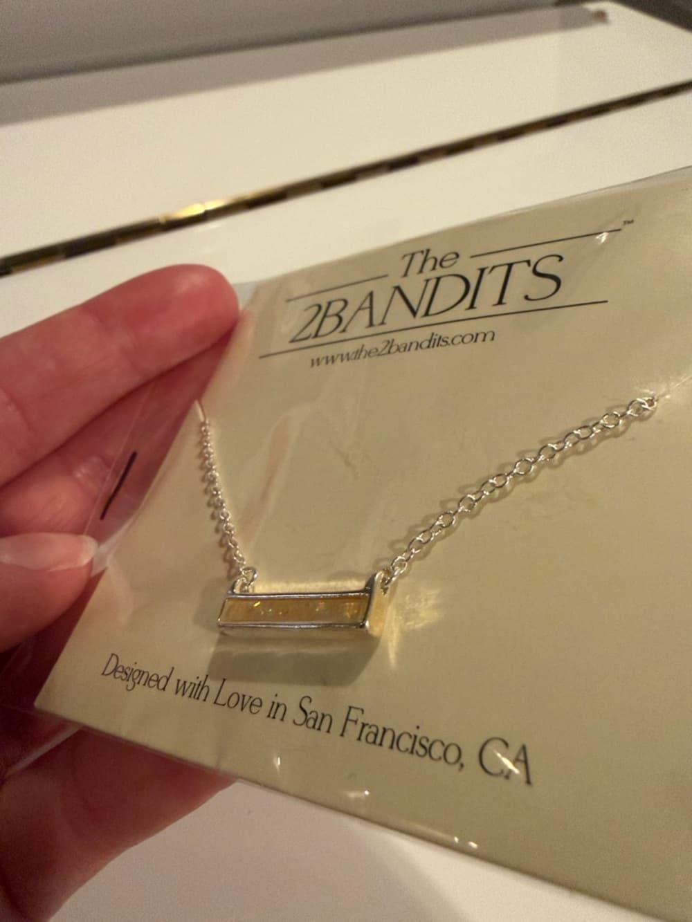 The 2Bandits Silver Bar Necklace with Opal Inlay