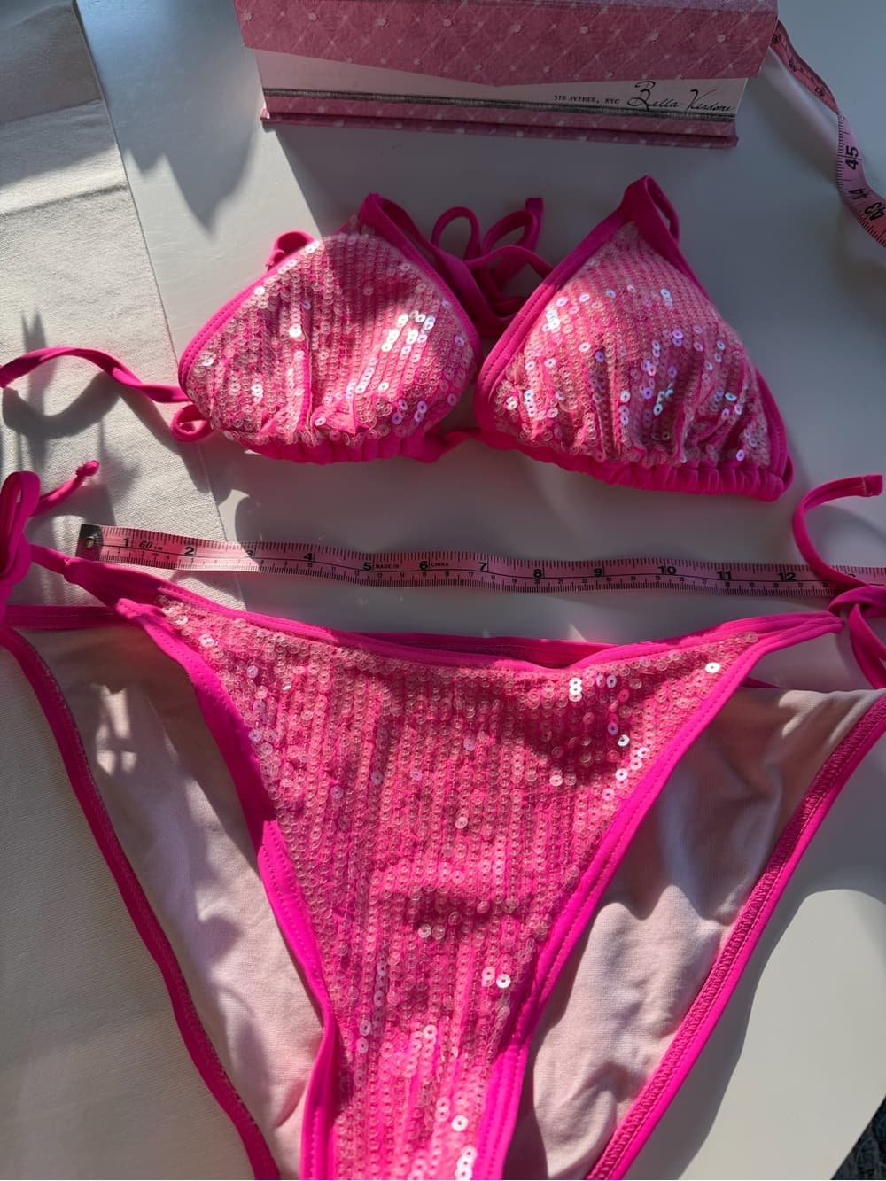 Hot Pink Sequin String Bikini