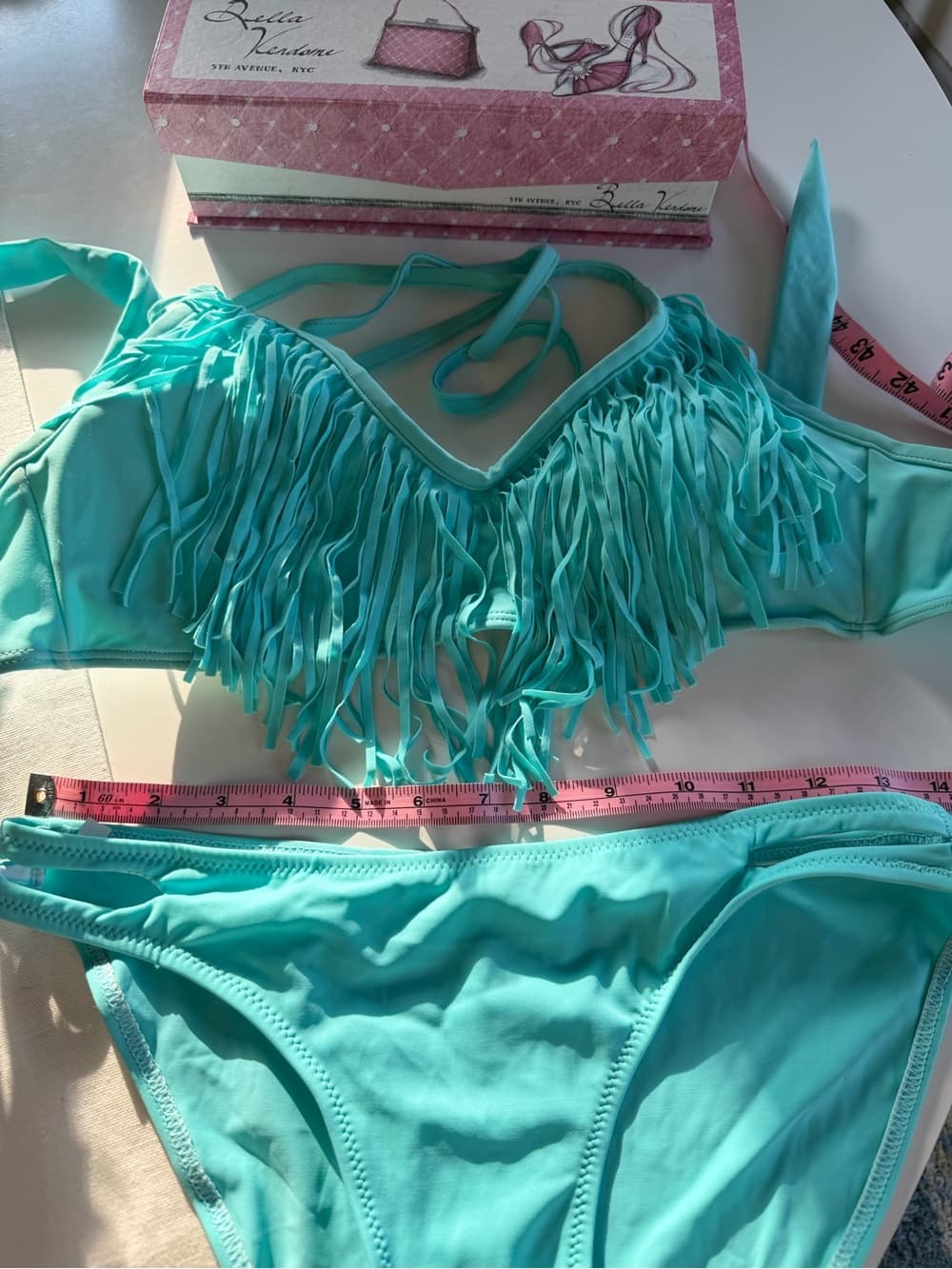 Gorgeous Turquoise Fringe Bikini Set