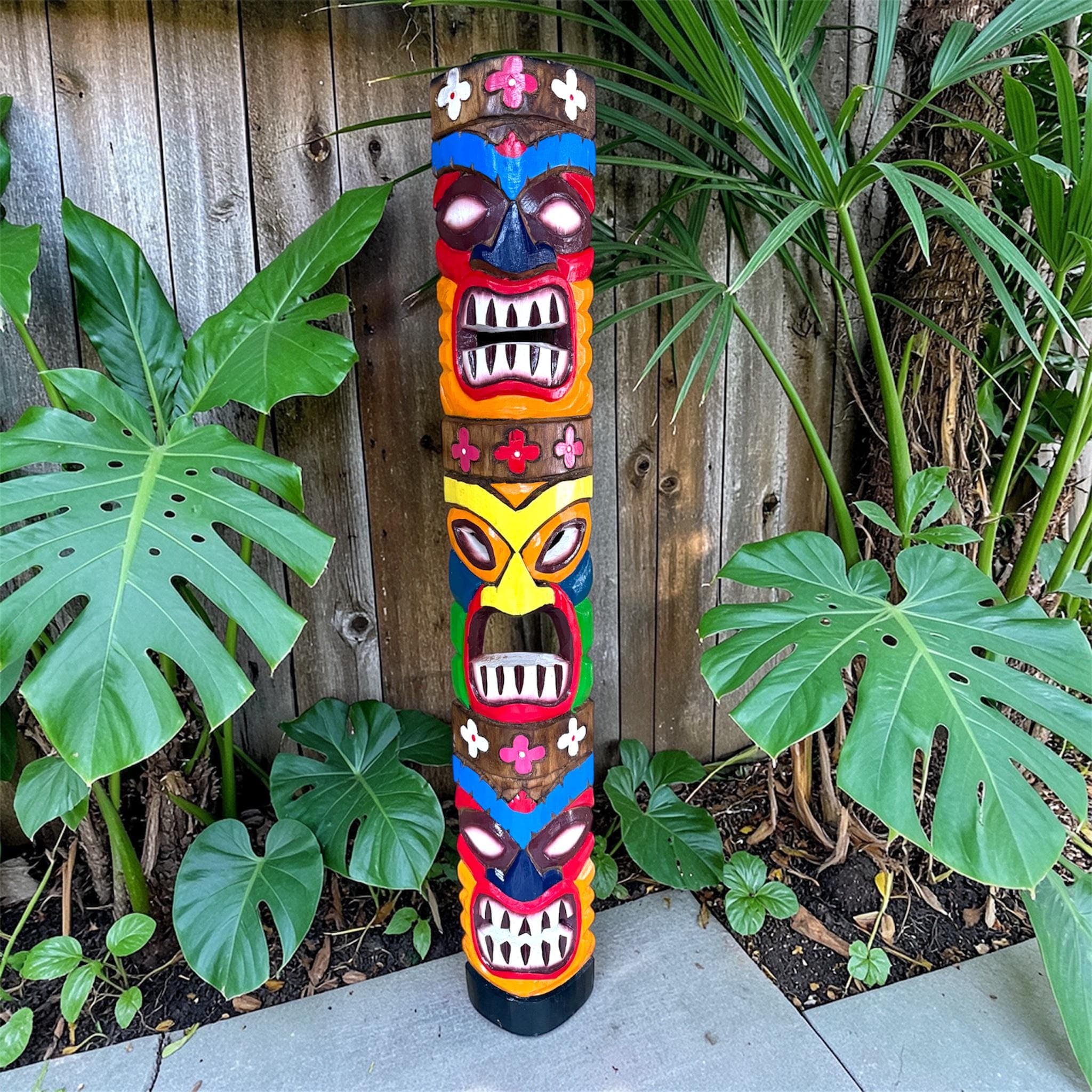 Hand Carved Tiki Mask Wall Art – Polynesian Wood Totem Decor