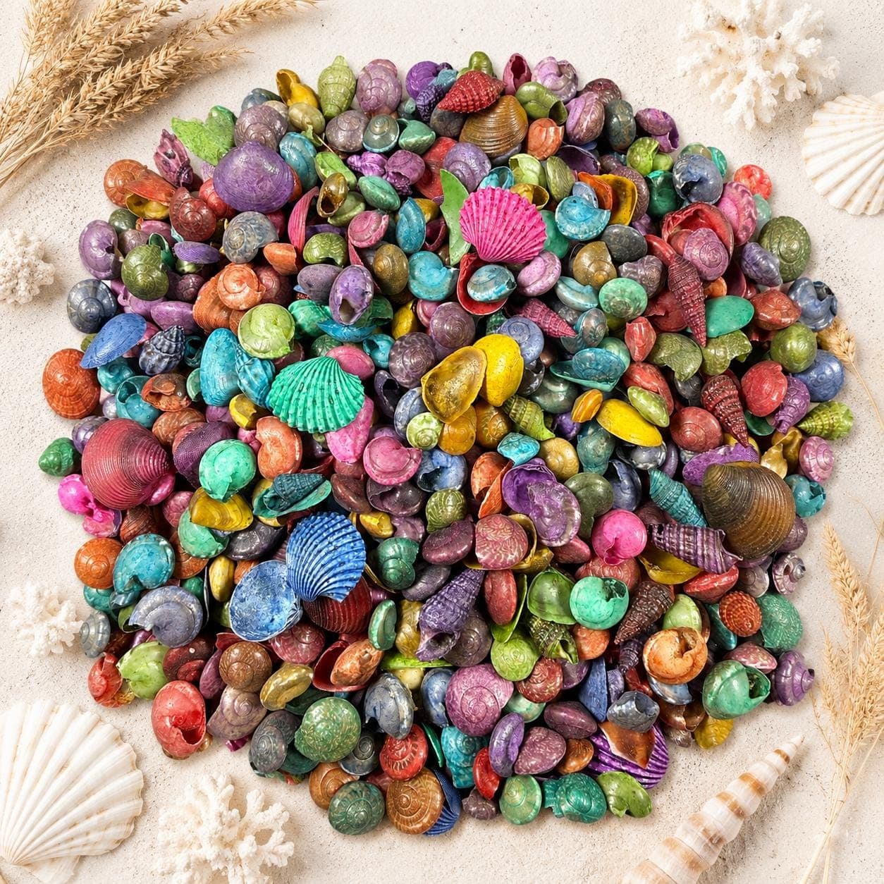 Rainbow Dyed Tiny Seashells Mix – 8oz to 2lb Lots | Micro Sea Shell Beads for Resin, Jewelry, Crafts & Mermaid Decor