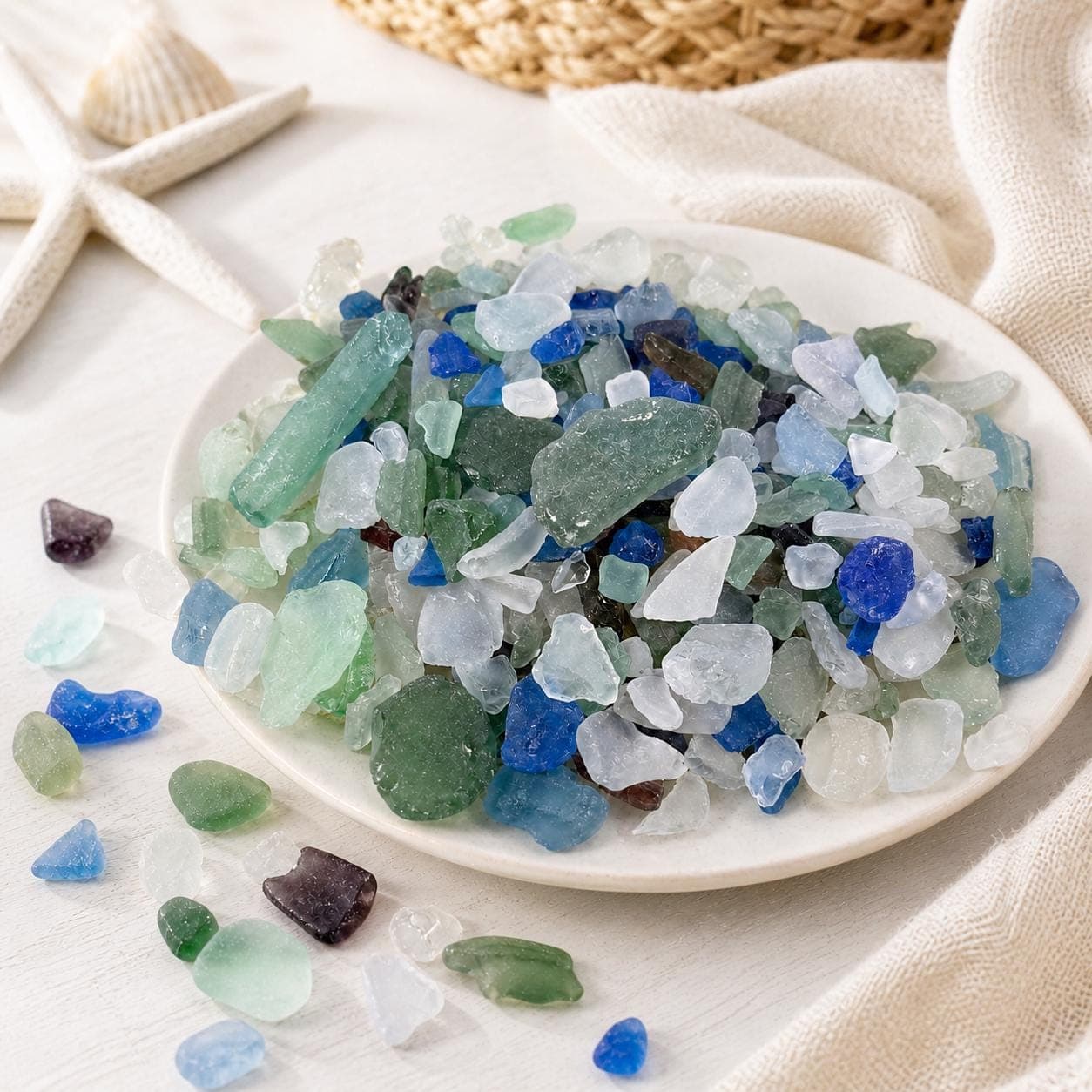 3 lb Pastel Sea Glass Lot for Crafts and Decor – Beach‑Tumbled Glass in White, Seafoam, Purple, Blue & Green
