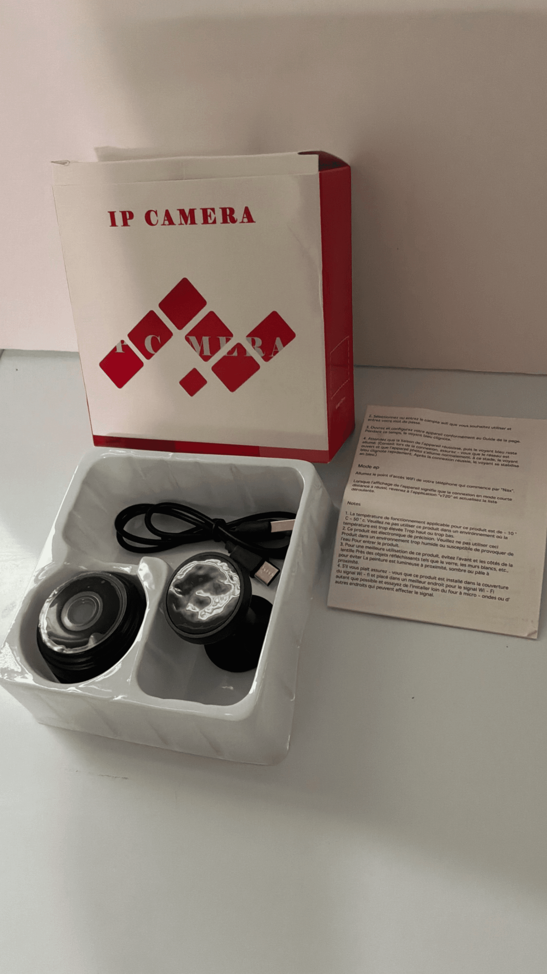 IP Camera with USB Cable and Instructions