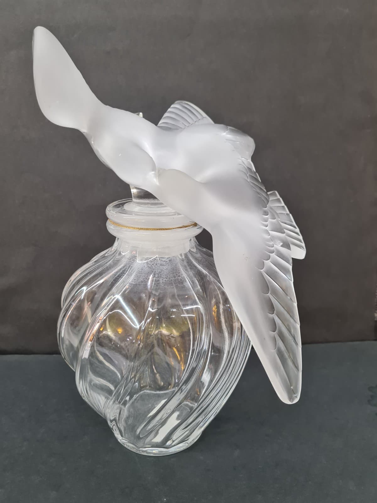 Signed Lalique Nina Ricci L'air Du Temps Two Doves 12" Display Perfume Bottle