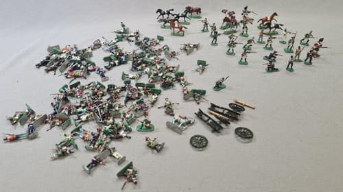 HUGE Lot of 28mm English & French Hand Painted Tin Soldiers & Horses Waterloo