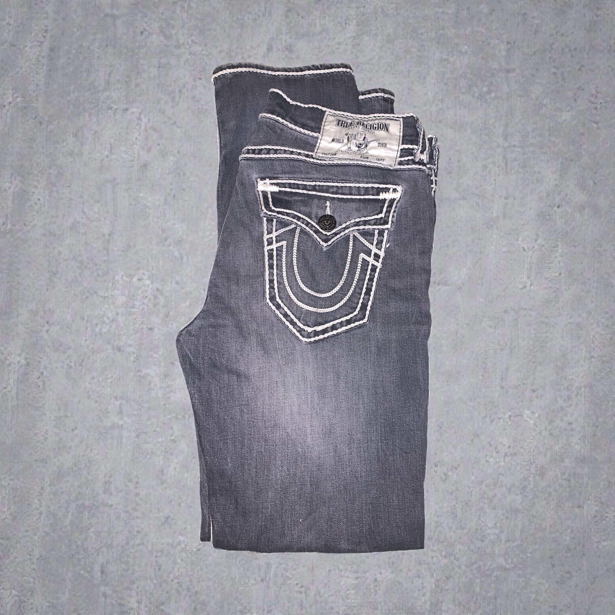 True Religion Men's Straight Leg Jeans with Contrast Stitching