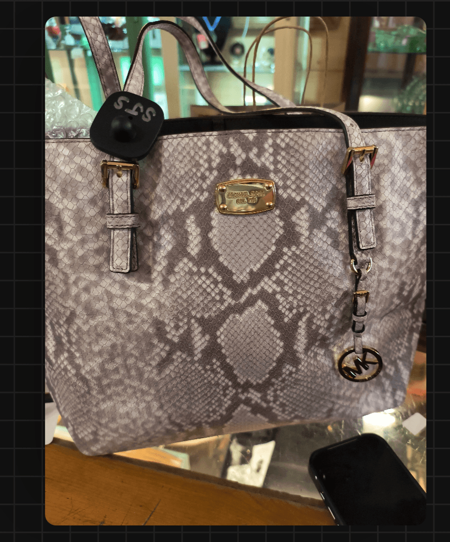Michael Kors Snakeskin Tote Bag with Gold Accents
