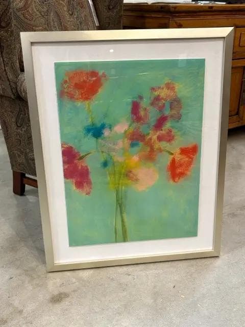 Vibrant Floral in Metallic Framed Wall Art