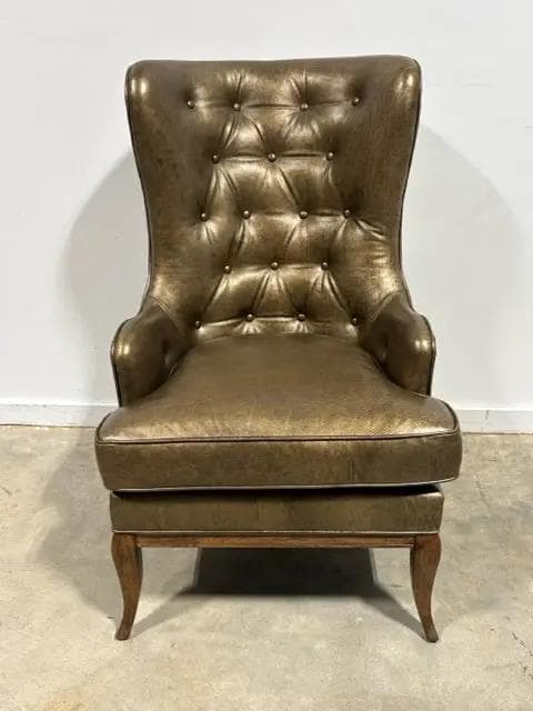 Ferguson Copeland LTD Leather Metallic Wing Back Chair
