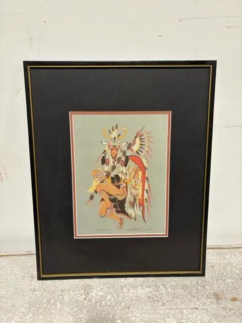 "Deer Dancer" Framed Signed Print By Crumbo