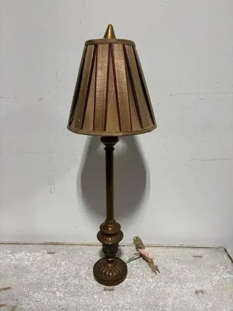 Gold And Turquoise Lamp With Gold And Red Shade