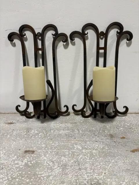 Set Of 2 Wall Sconces With LED Candles