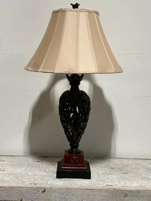 Iron Lace Table Lamp with Cream Shade