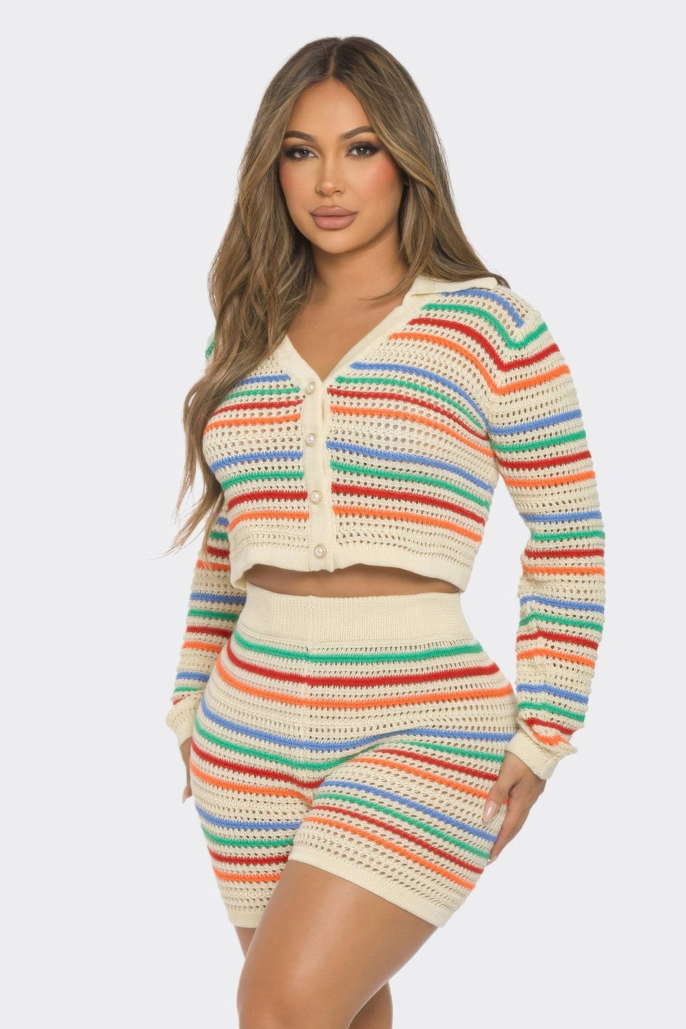 Striped Knit Set - M