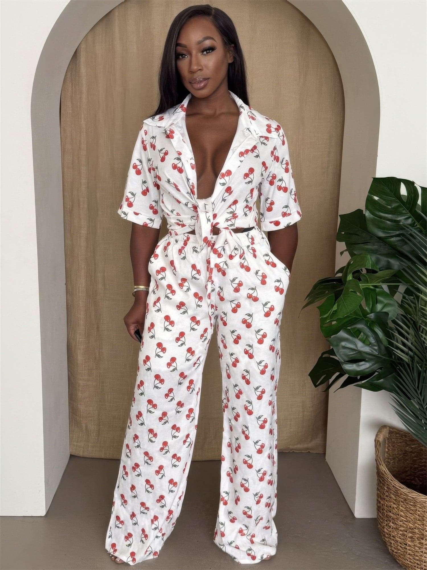 Cherry Pop Wide-leg Set - L