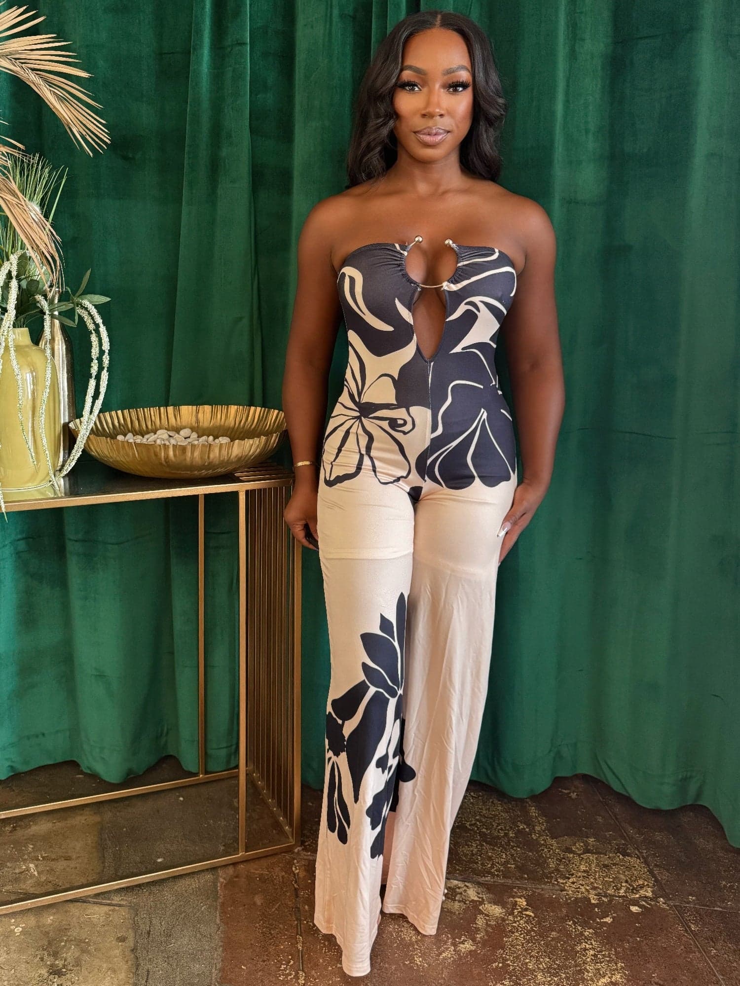 Midnight Bloom Halter Jumpsuit - M