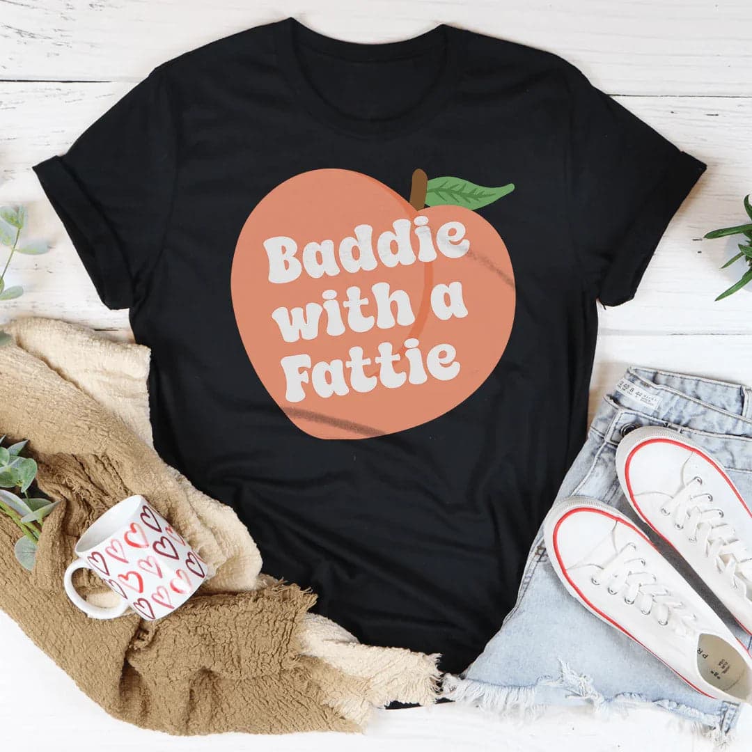 Baddie With A Fattie Tee - Athletic Heather / M