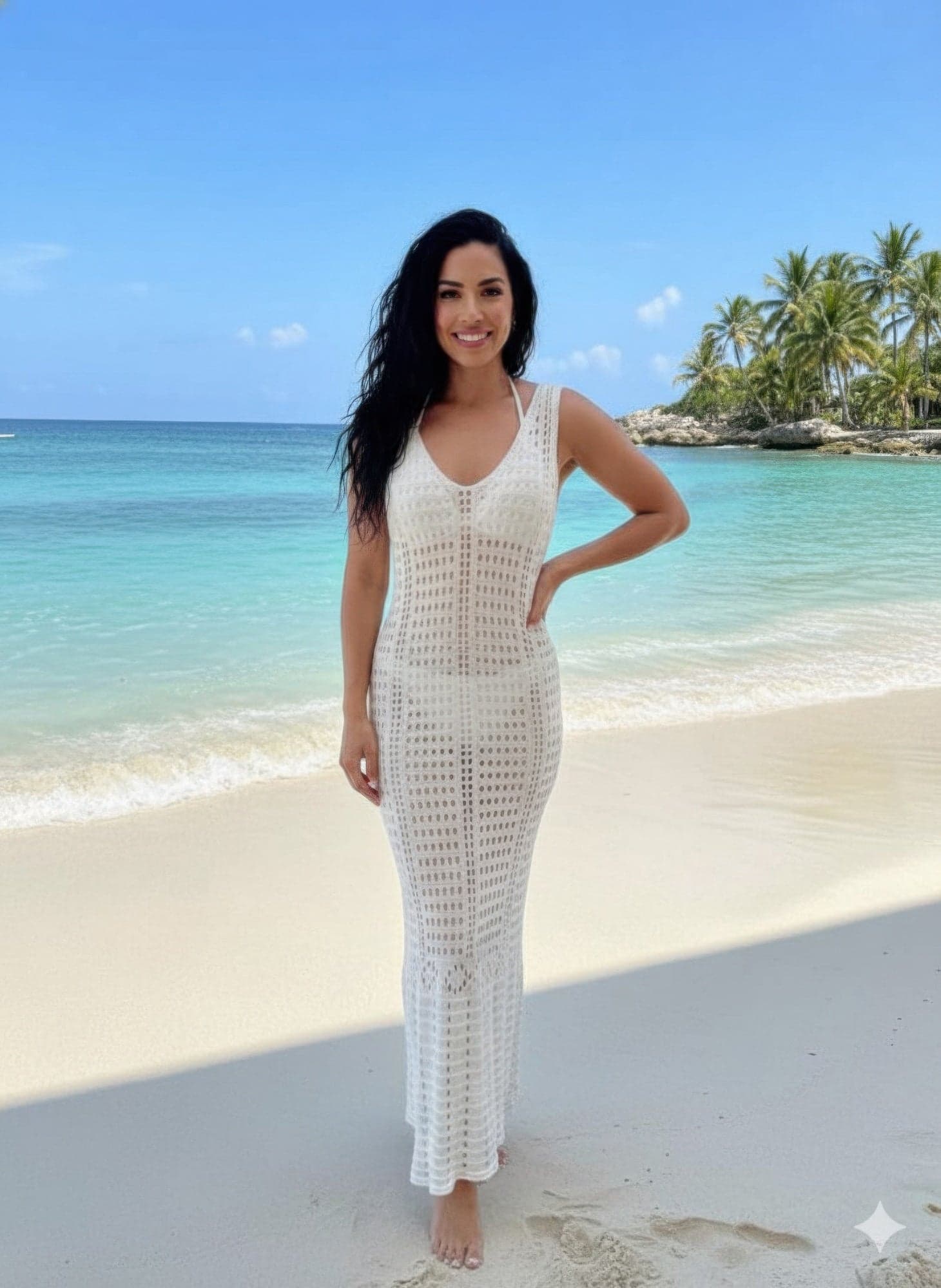 Long Maxi Dress Cover Up Beach Crochet - L