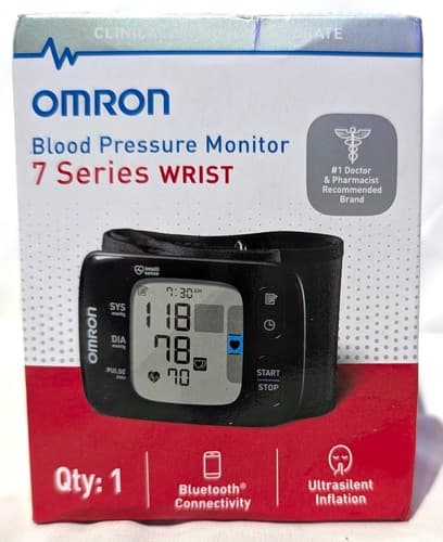 Omron 7 Series Wireless Wrist Blood Pressure Monitor for Home Use Black - NEW