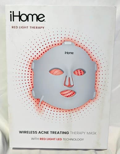 IHome Wireless Acne Treating Therapy Mask with Red Light LED Technology - NEW